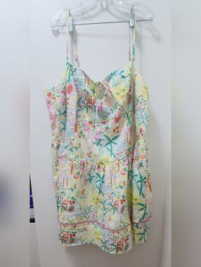 Roller Rabbit X Target Plus Size Pastel Tropical Vacation Print Short Dress 3X